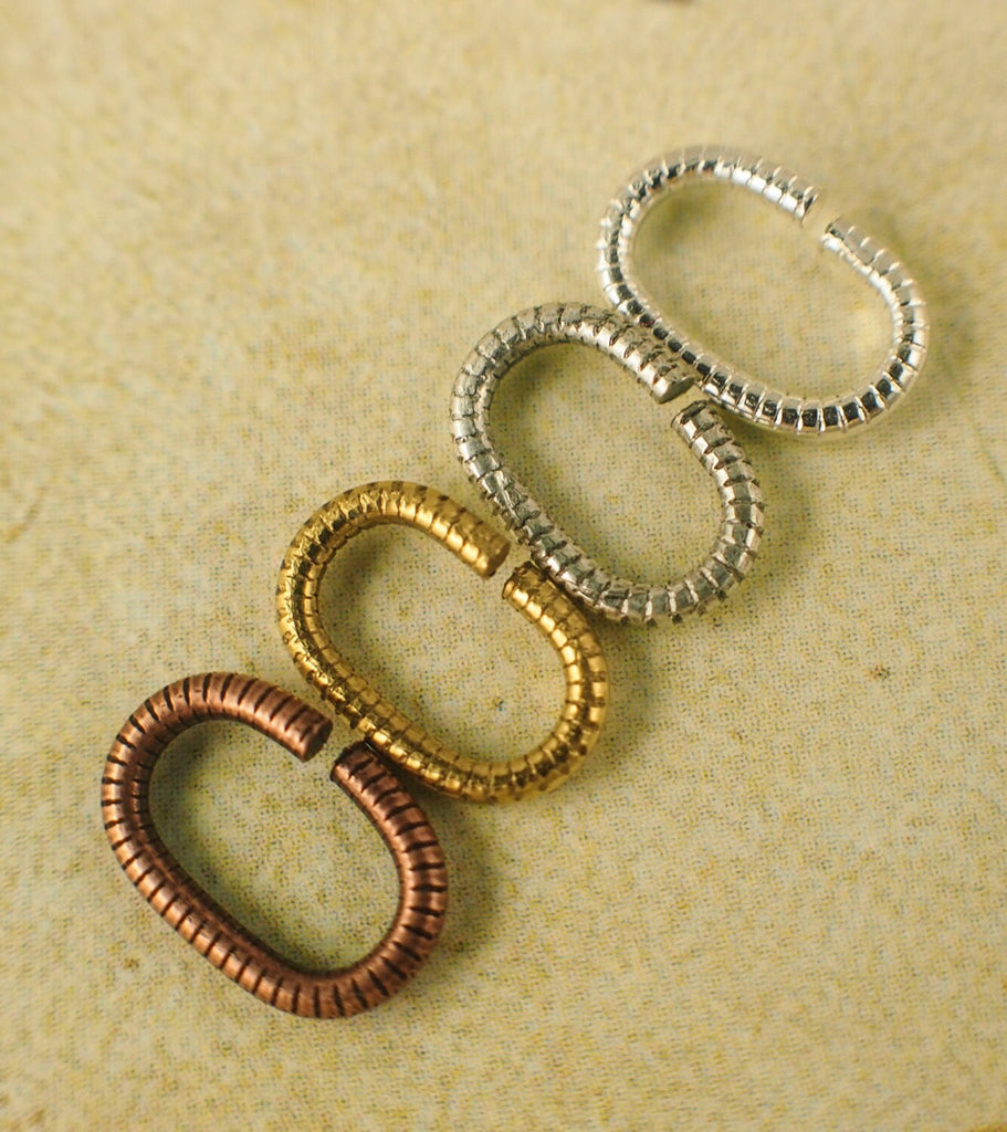 Textured Oval Jump Rings 16 gauge 9mm x 6mm OD Nunn Design