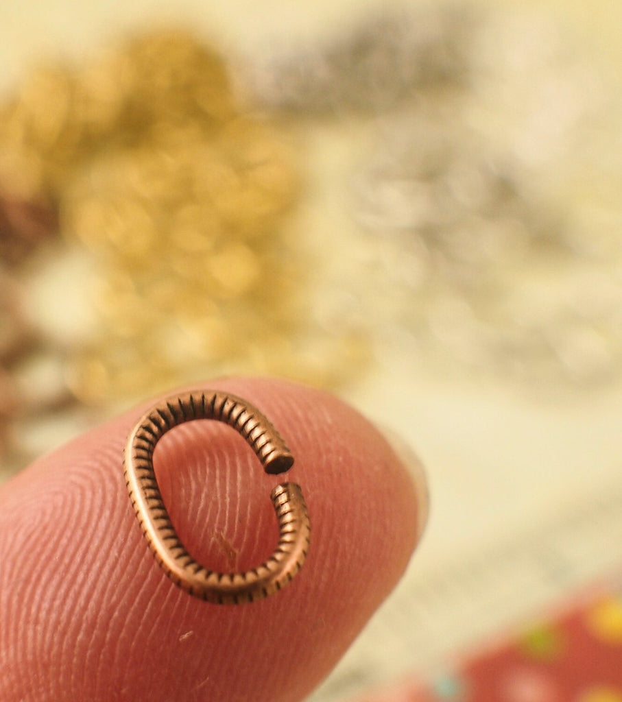 Textured Oval Jump Rings 16 gauge 9mm x 6mm OD Nunn Design