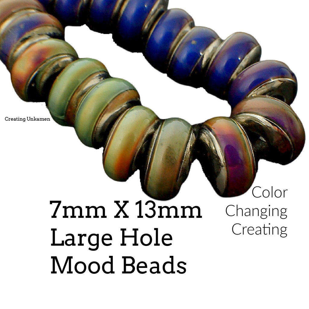 5 - 13mm X 7mm Large Hole Metal Lined Mood Beads - 100% Guarantee