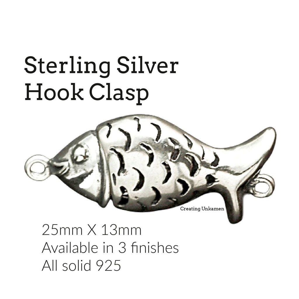 Sterling Silver Smiling Fish Hook Clasp - 25mm X 13mm