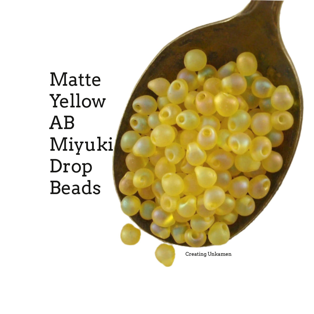 Matte Yellow AB Miyuki Drop Beads - Make Shaggy Bracelets, Rings, Earrings!