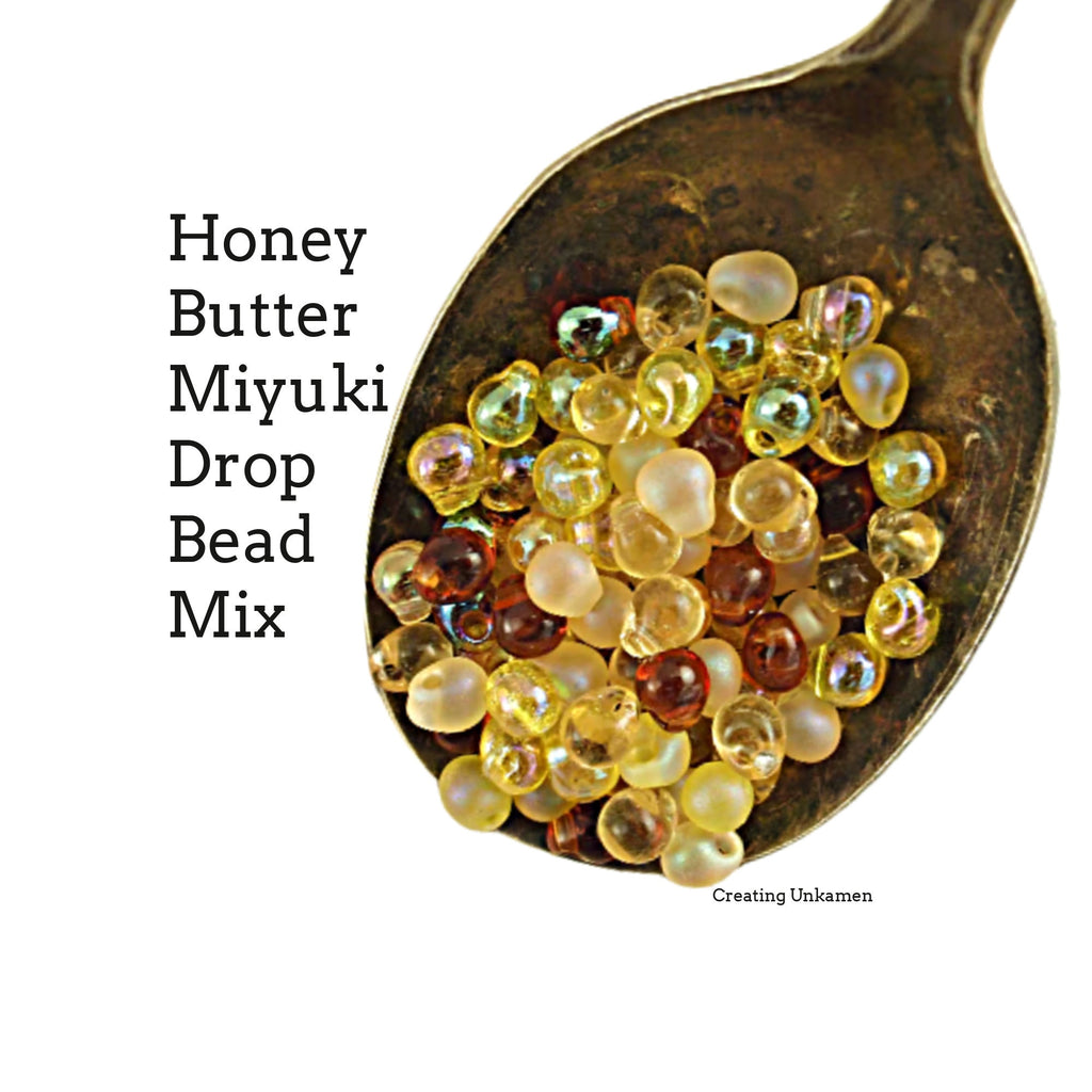 Honey Butter Drop Miyuki Glass Bead Mix - Colorful Ambers and Yellows Fringe Sampler