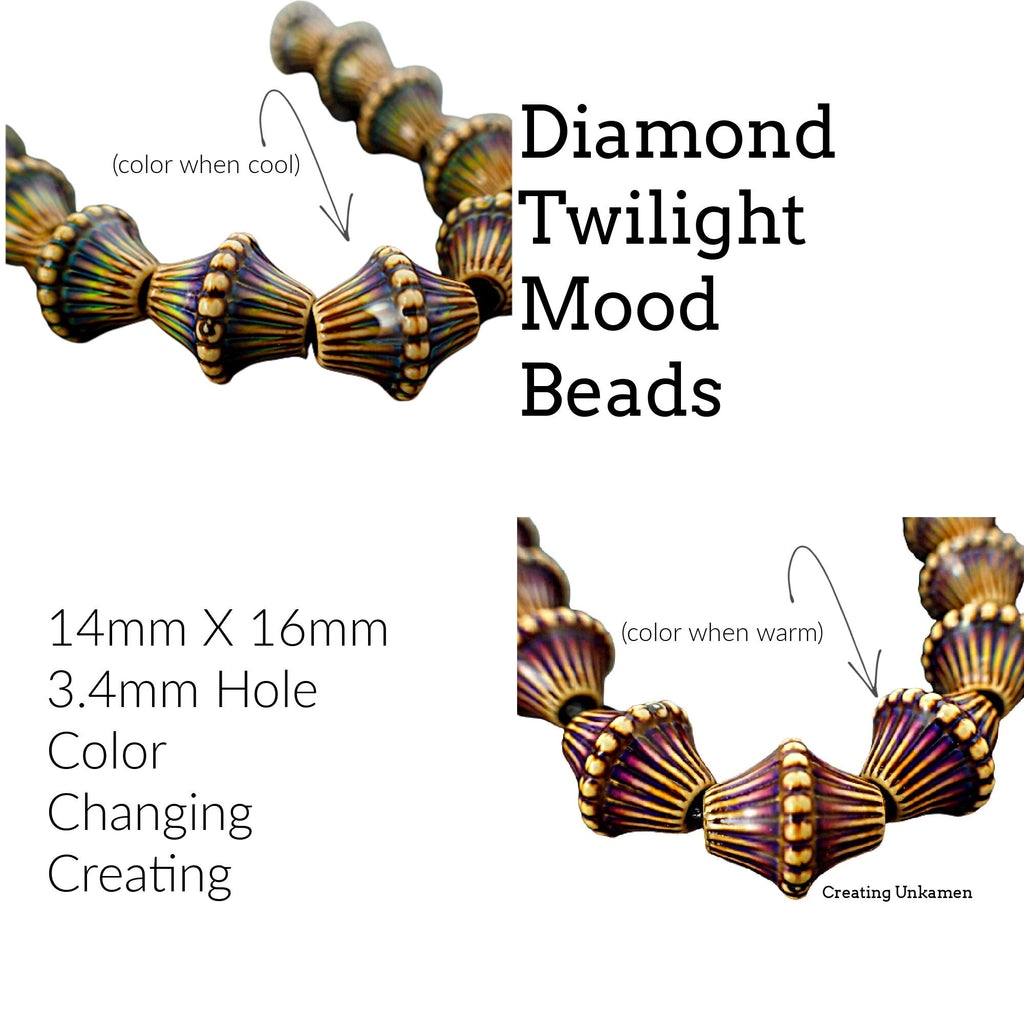 2 - Diamond Twilight Mood Beads - 14mm X 16mm - 100% Guarantee
