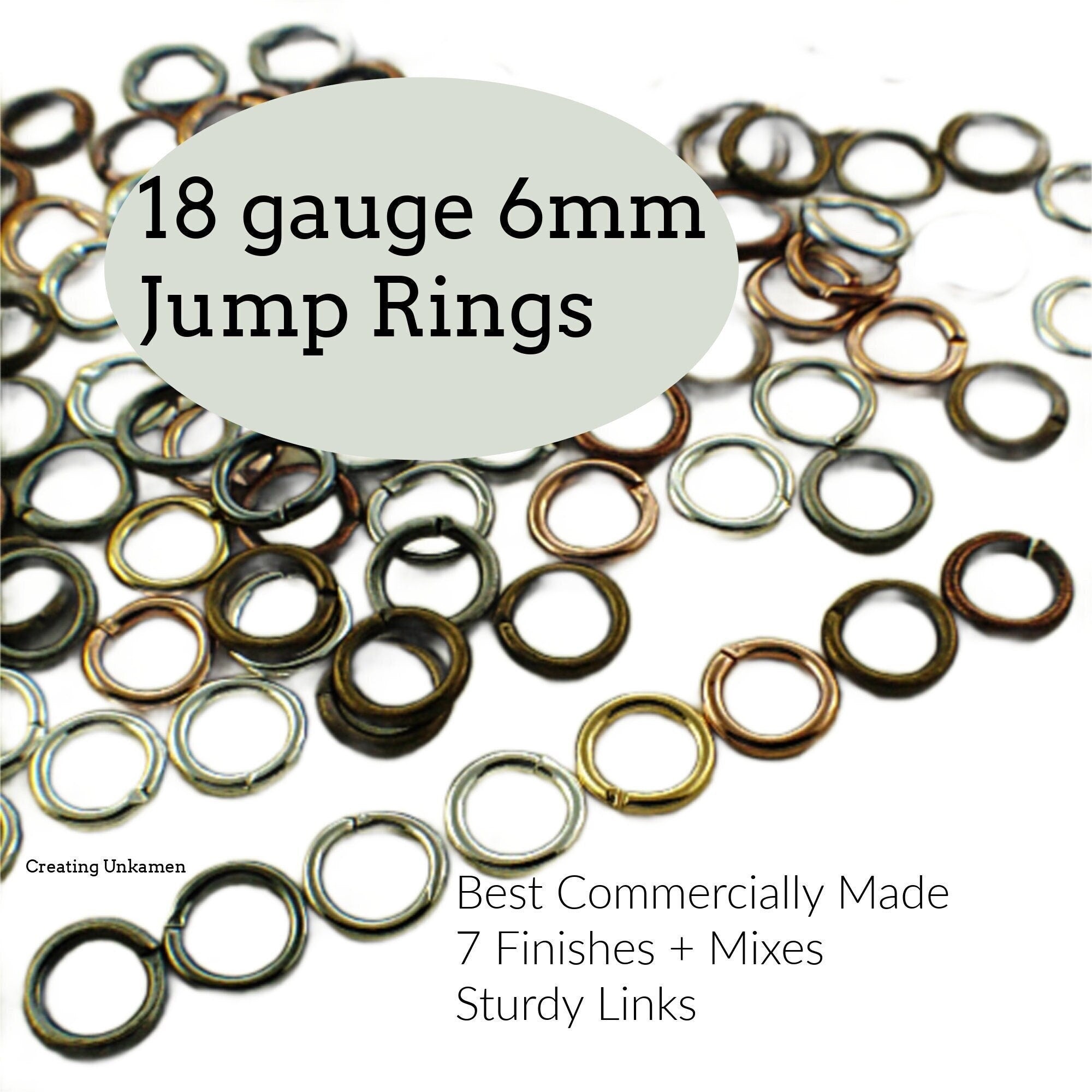 100 Jump Rings 18 gauge 6mm OD Silver Plate Gold Plate Gunmetal Antique Copper Antique Silver Antique Gold Best Commercially Made