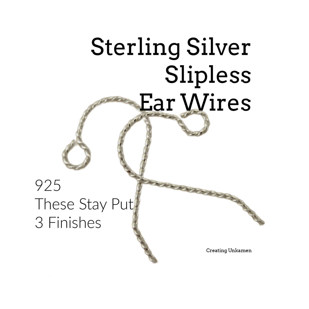 2 pairs Fancy Slipless Sterling Silver Ear Wires 100% Guarantee