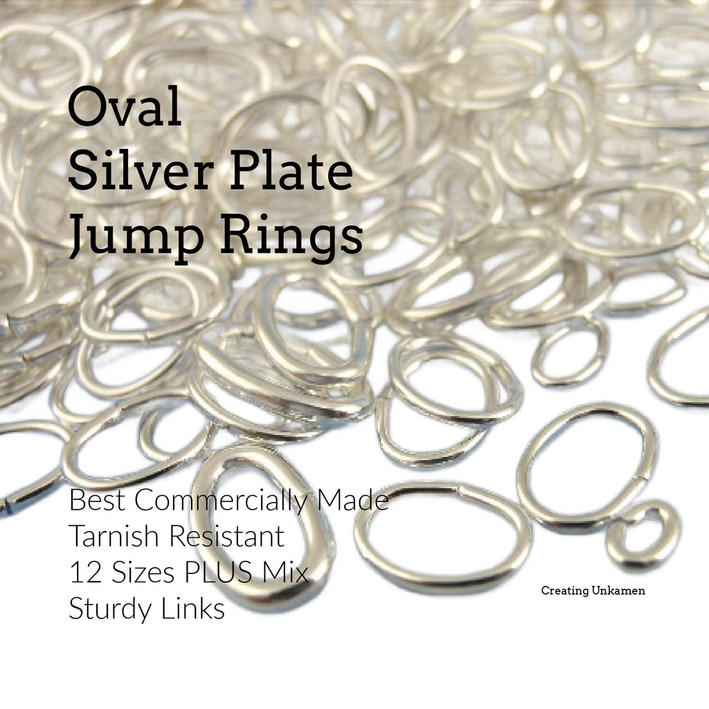 100 Silver Plated Oval Jump Rings - Best Commercially Made - 24, 22, 20, 18 or 16 gauge or a Mix You Pick Diameter- 100% Guarantee