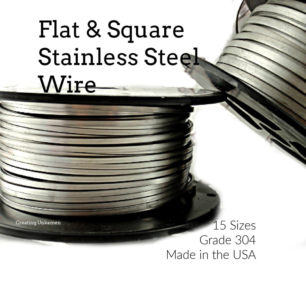 Flat and Square Stainless Steel Wire - You Pick 8 gauge - 30 gauge - 100% Guarantee