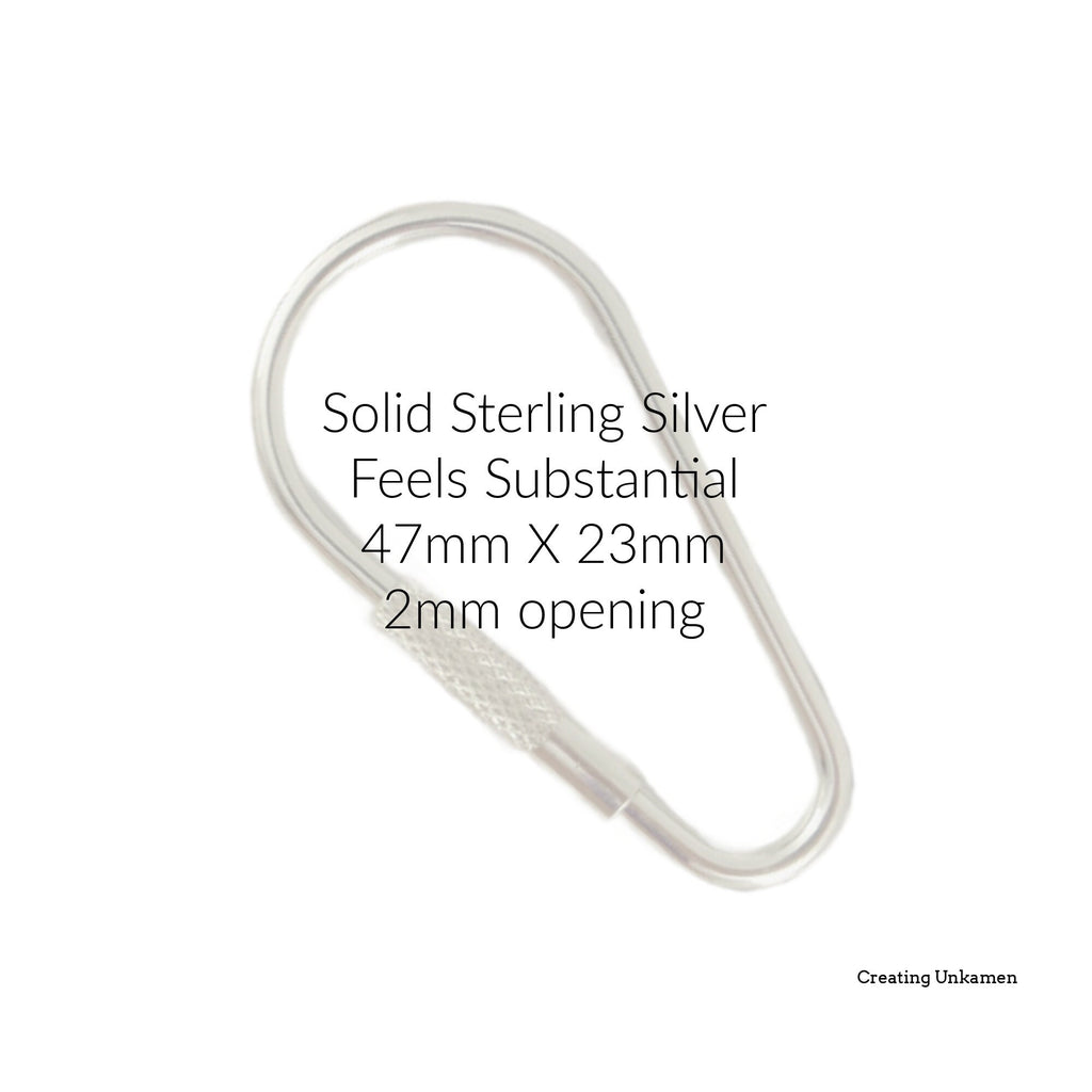Sterling Silver Carabiner Key Ring - 47mm X 23mm - Made in the USA