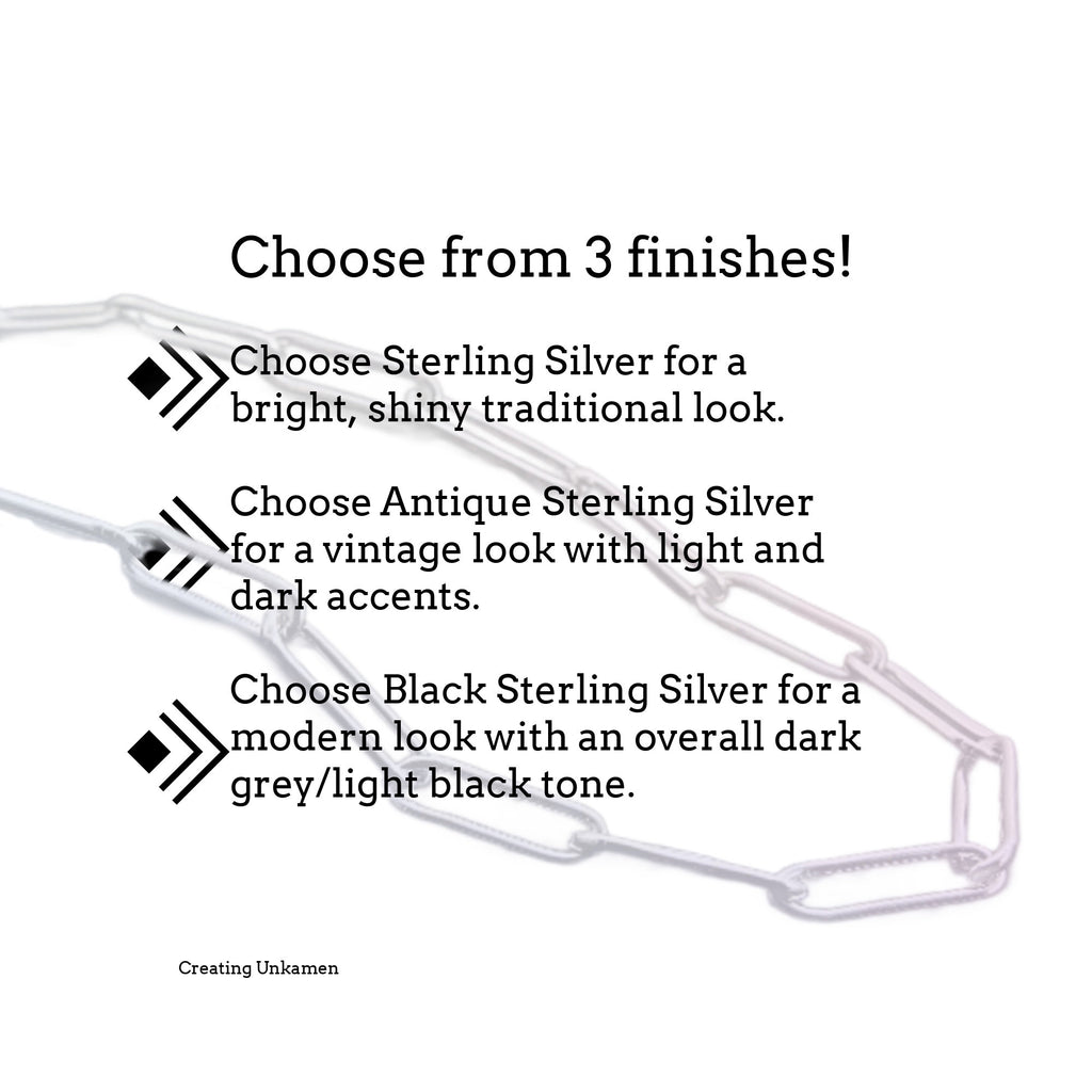 Any Length Sterling Silver Paperclip Chain - 1.9mm, 2.6mm, or 3.8mm Long Oval Links - Custom Finished or By The Foot Bulk