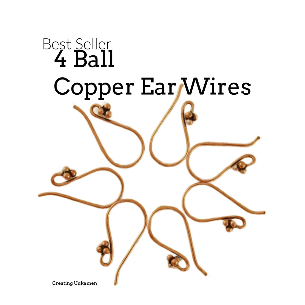 Copper Ear Wires - 4 Ball Accent