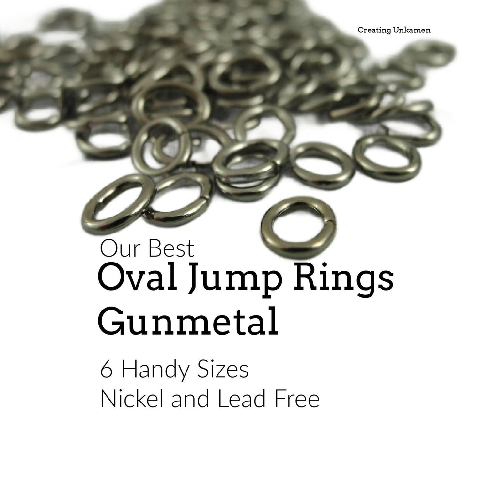 100 Gunmetal Plated Brass OVAL Jump Rings in Different Gauges and Sizes - Best Commercially Made