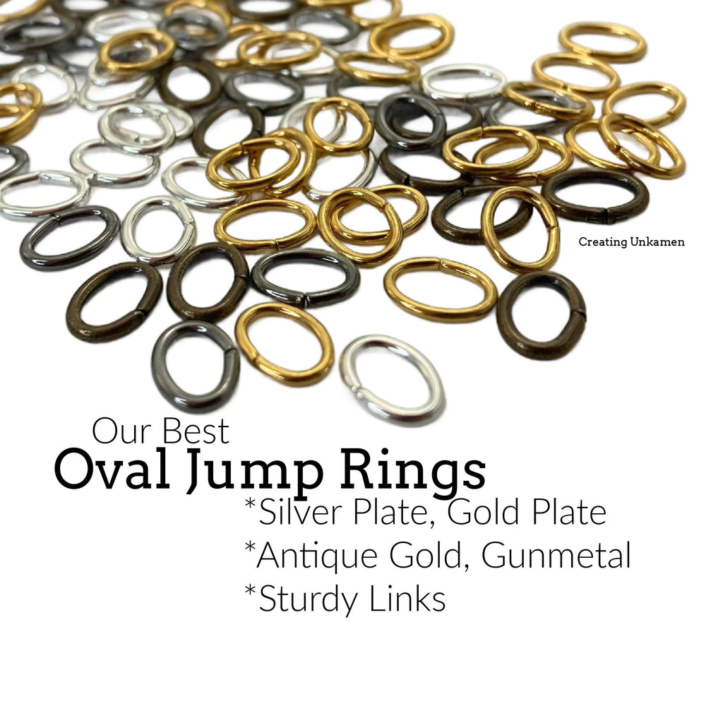100 Oval Jump Rings in Silver Plate, Gold Plate, Antique Gold and Gunmetal - Best Commercially Made