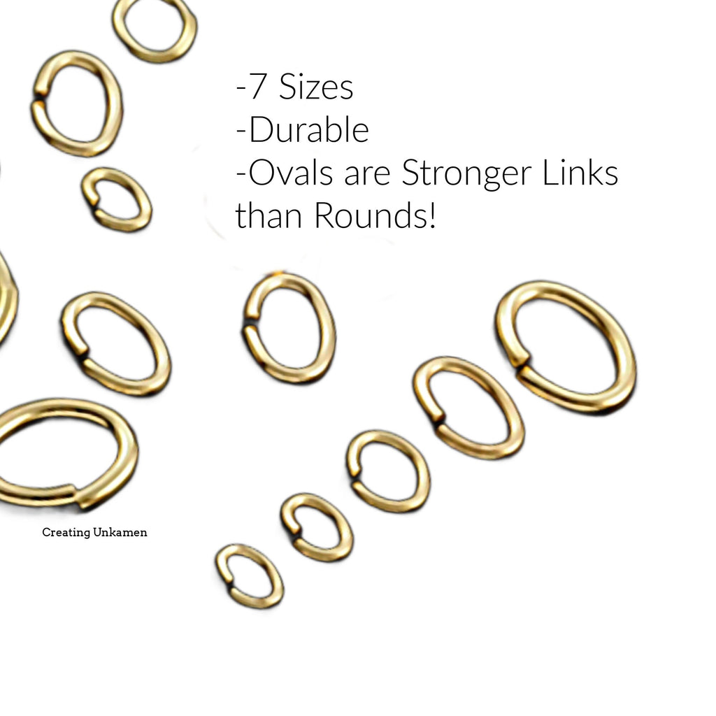 10 - 14kt Gold Filled Oval Jump Rings - 7 Sizes in 16, 18, 20 and 22 gauge to Choose From