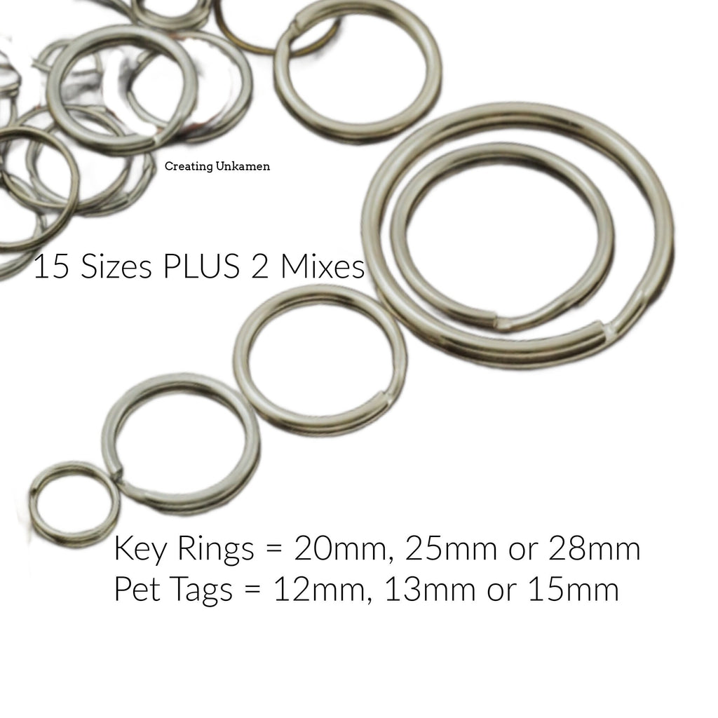 Stainless Steel Split Rings - You Pick Size - 5mm, 6mm, 6.5mm, 7mm, 7.5mm, 12mm, 13mm, 15mm 20mm, 25mm, 28mm, 30mm, 32mm, 40mm