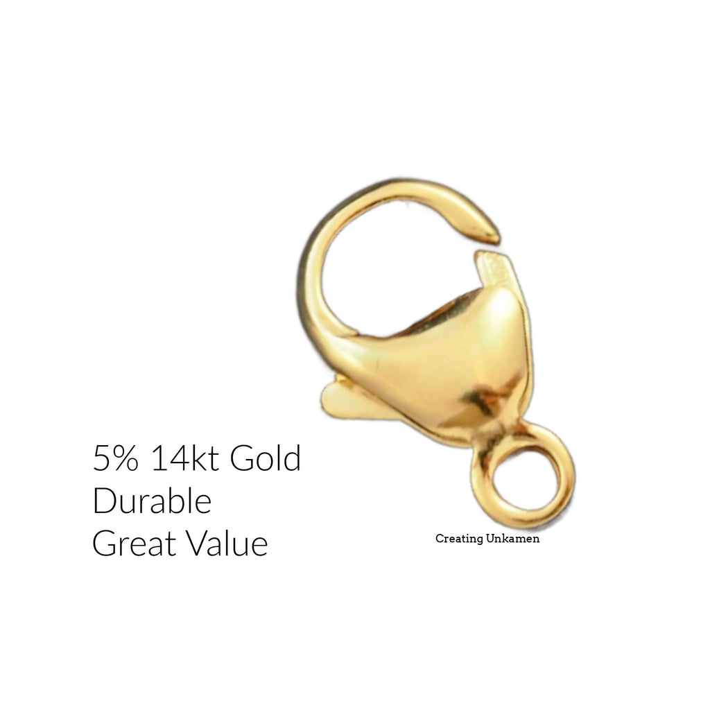 1 - 14kt Yellow Gold Filled Teardrop Lobster Clasp in 9mm, 11mm or 13mm - 100% Guarantee