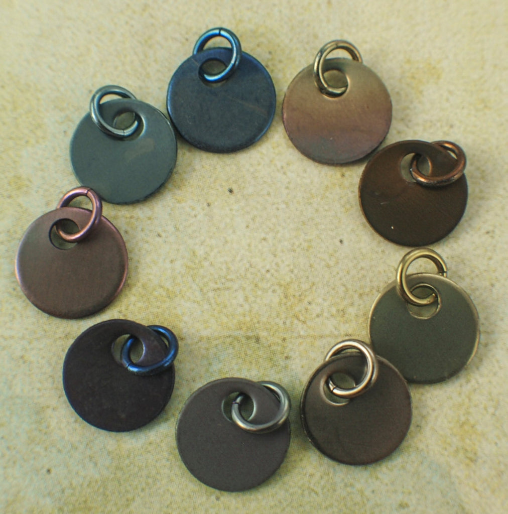 Titanium Stamping Discs - 9mm and 25mm with Matching Jump Rings - Filed and Polished Jewelry Grade Blanks Tags