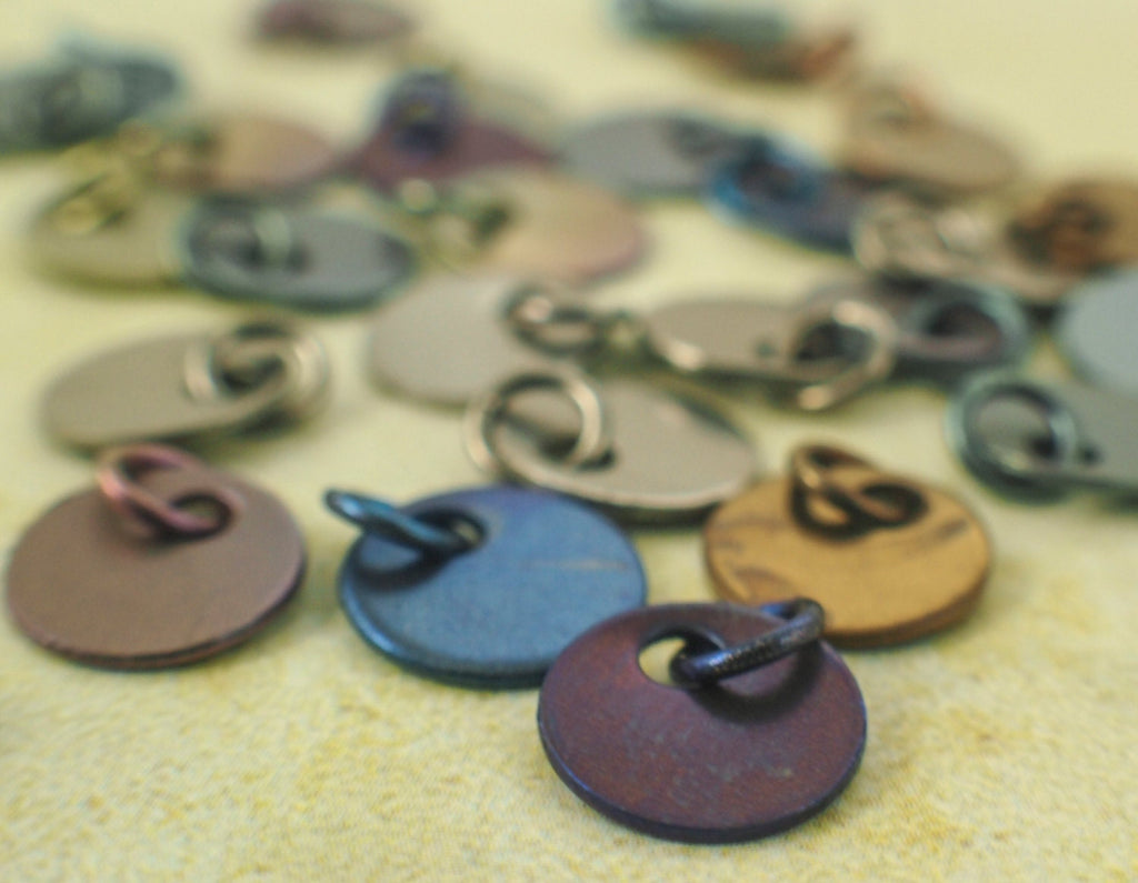 Titanium Stamping Discs - 9mm and 25mm with Matching Jump Rings - Filed and Polished Jewelry Grade Blanks Tags