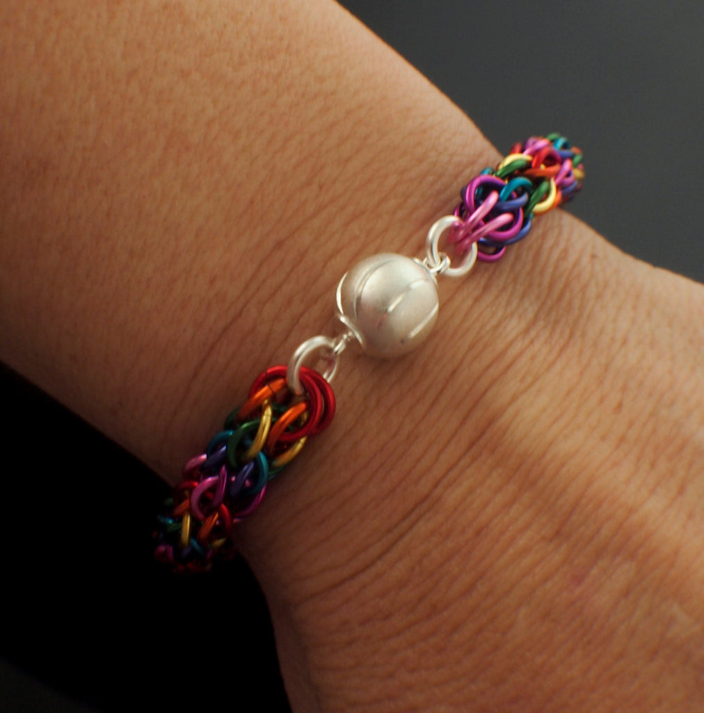 Candy Cane Bracelet Tutorial - Bright Rainbow Version - Advanced Chainmaille PDF