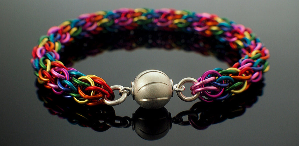 Candy Cane Bracelet Tutorial - Bright Rainbow Version - Advanced Chainmaille PDF