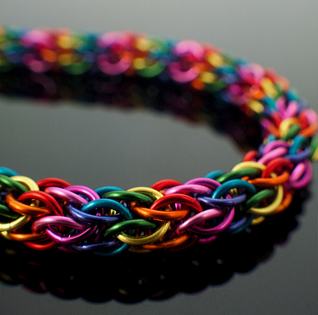 Candy Cane Bracelet Tutorial - Bright Rainbow Version - Advanced Chainmaille PDF