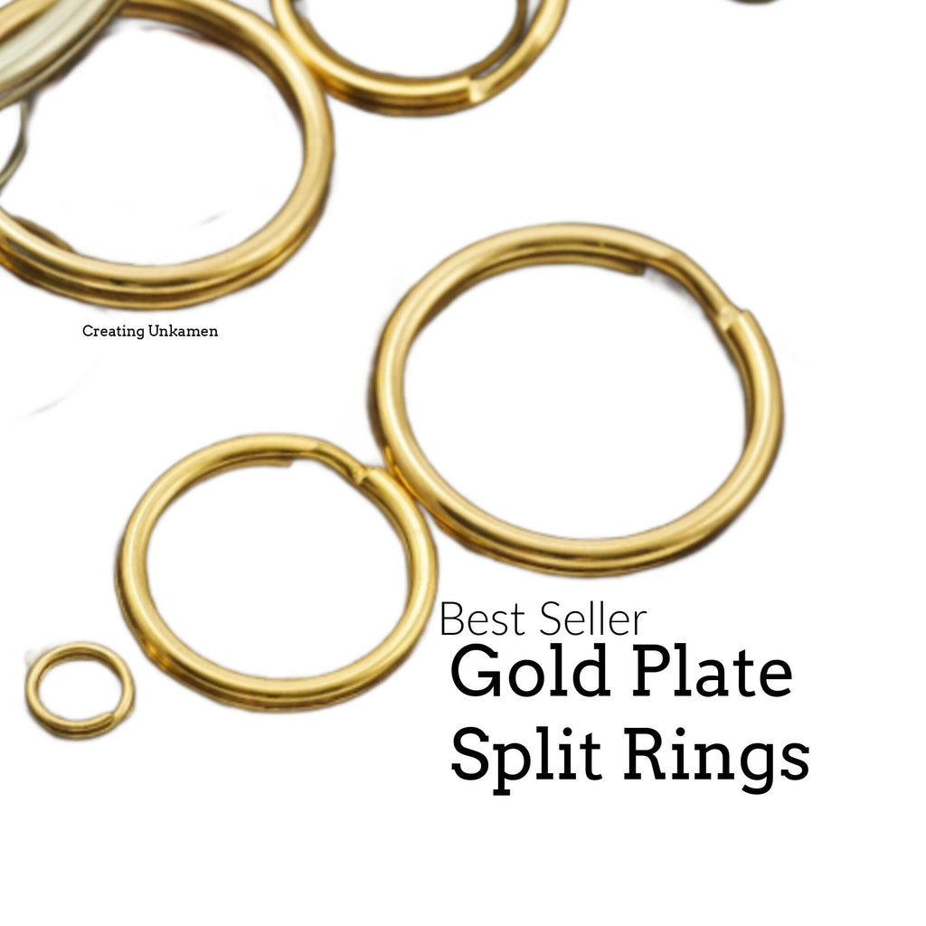 Gold Plated Split Rings - You Pick Size - 5mm, 8mm, 10mm, 15mm , 20mm, 28mm OD - Great for Key Rings and Dog Tags