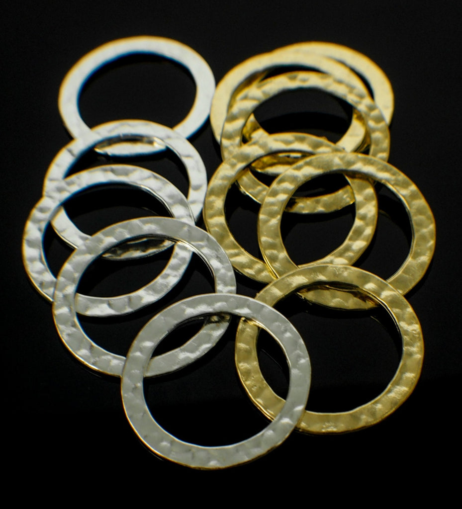 4 Premium Hammered Round Components - 24mm - Gold Plated or Silver Plated - 100% Guarantee