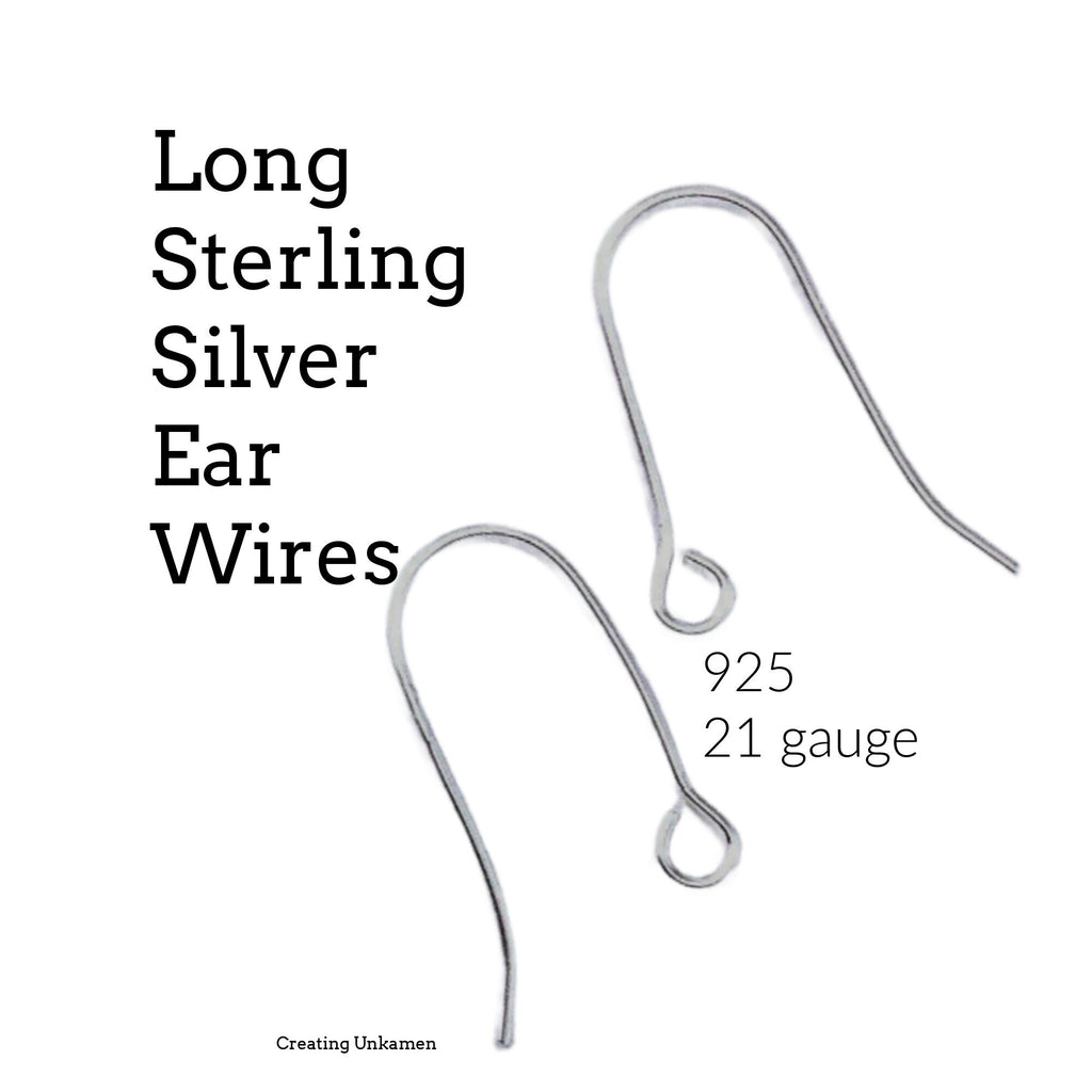 2 Pairs Sterling Silver Long Ear Wires with Loop - 21 gauge - Great Budget Choice