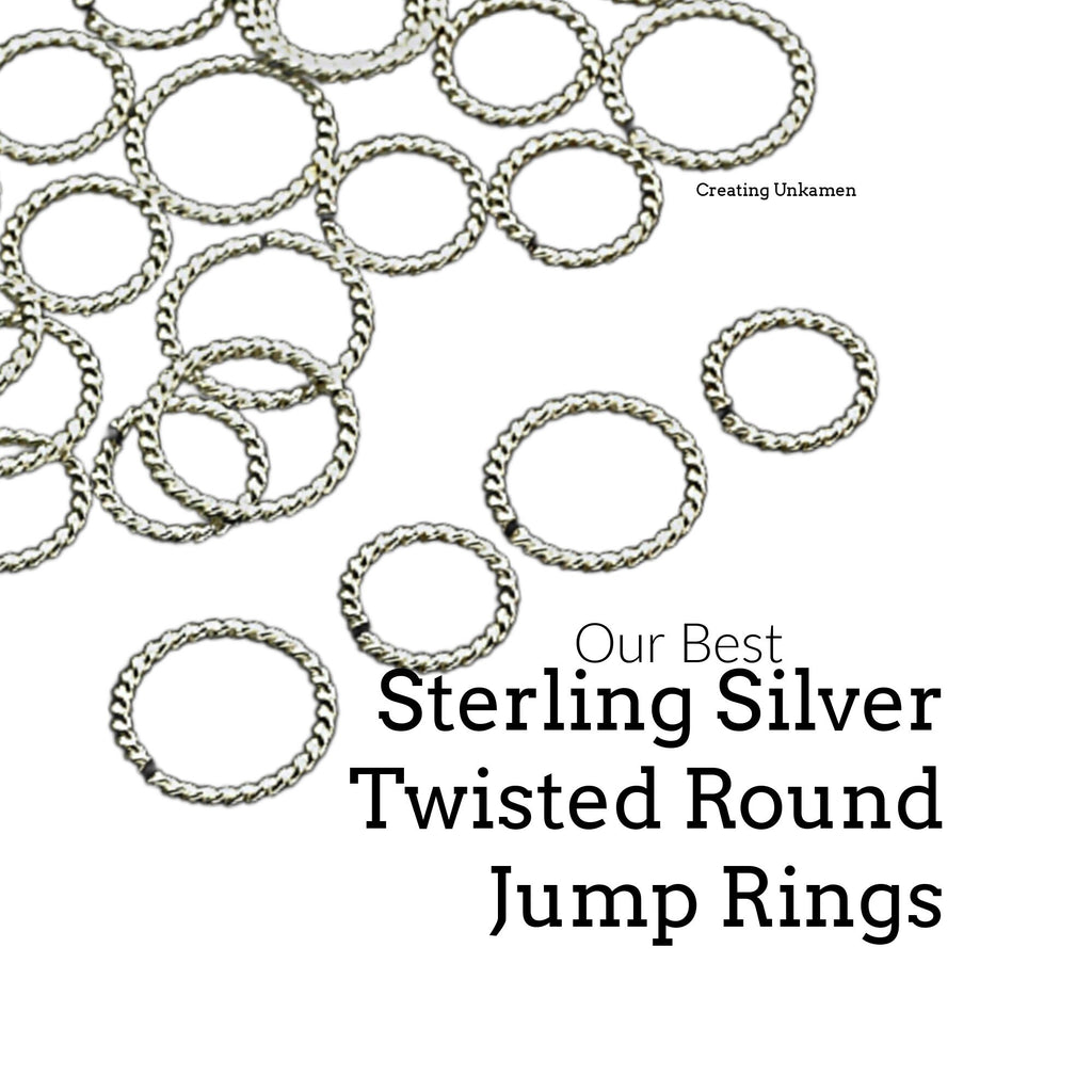 10 Twisted Round Sterling Silver Jump Rings - 11 Sizes in 14, 16, 18 and 21 gauge - Shiny, Antique or Black Finish