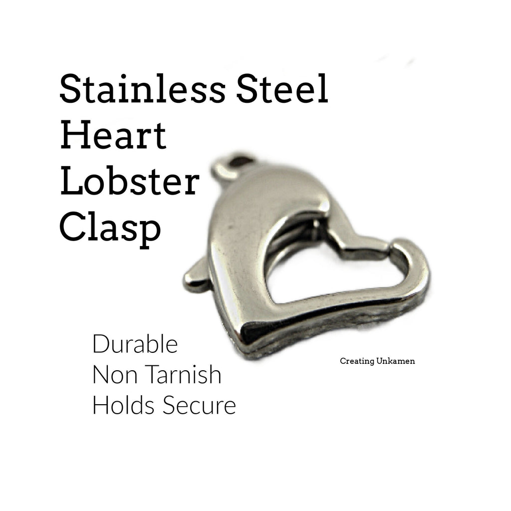 1 Stainless Steel Heart Lobster Clasp - 14mm X 10mm - 100% Guarantee