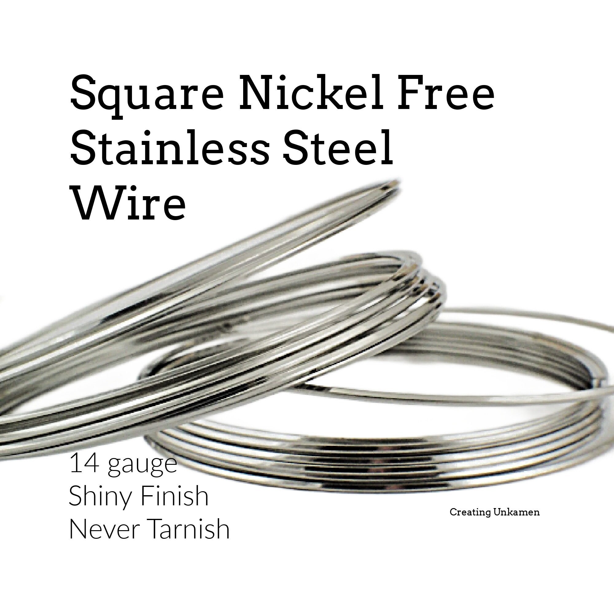 14 gauge Square Stainless Steel Wire - Nickel Free 430 Grade - 100% Gu –  Creating Unkamen