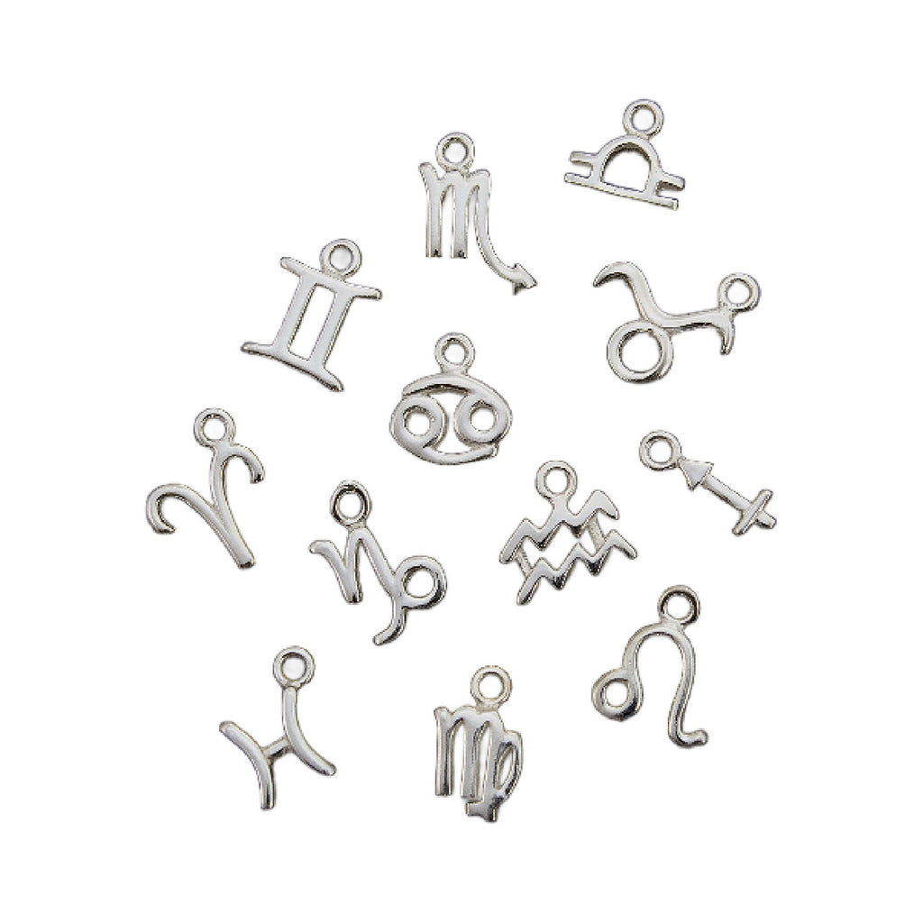 1 Small Sterling Silver Zodiac Charm - Aries, Taurus, Gemini, Cancer, Leo, Virgo, Libra, Scorpio, Saggitarius, Capricorn, Aquarius, Pisces