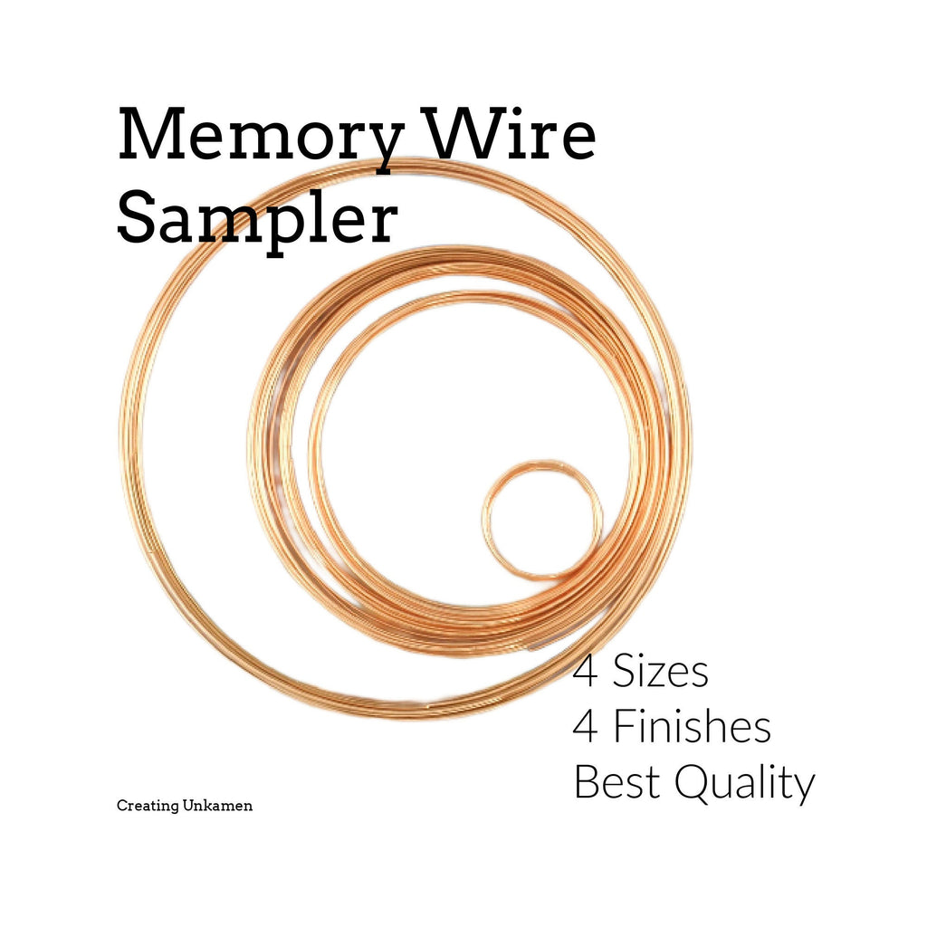 Memory Wire Sampler - 39 Loops in Silver, Gold, Copper, Hematite and Stainless Steel Perfect for a Variety of Rings, Bracelets and Necklaces