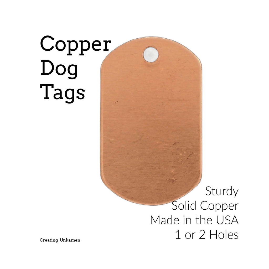 1 Copper Dog Tag Stamping Blank, Disc - Filed and Polished - 32mm X 19mm