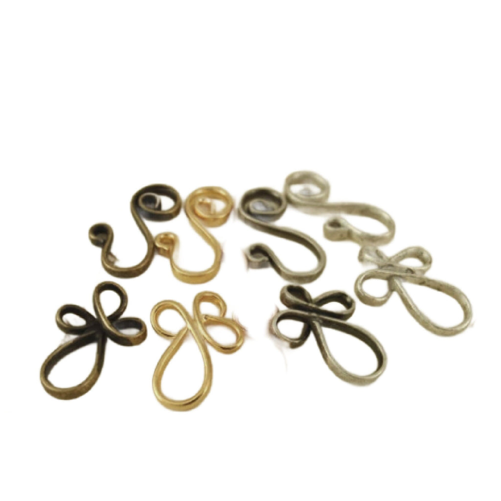 4 Petite Hook and Eye Clasps - 22mm X 8.5mm - Silver Plated, Gold Plated, Antique Silver or Antique Gold - 100% Guarantee