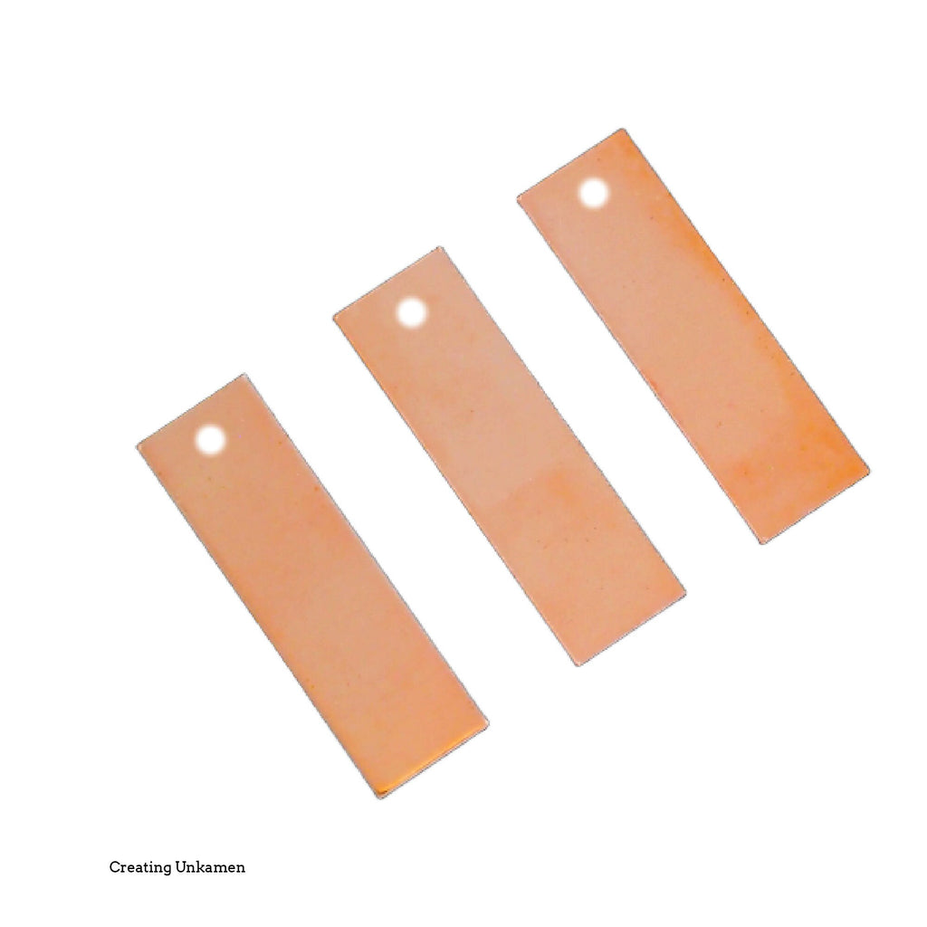 3 Copper Rectangle Stamping Blanks, Discs - 26mm X 10mm or 32mm X 10mm