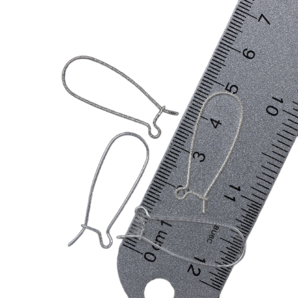 1 Pair Large Kidney Ear Wires - 21 gauge in Sterling Silver, Silver Filled, Antique Sterling, Black Sterling