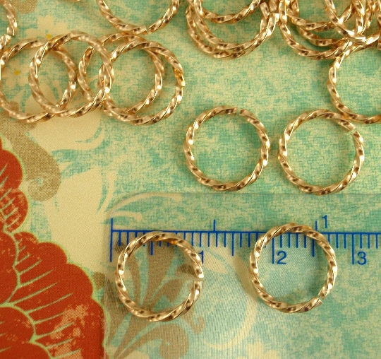 50 Solid Copper or Brass Jump Rings - Twisted Square Links - You Pick Gauge and Diameter