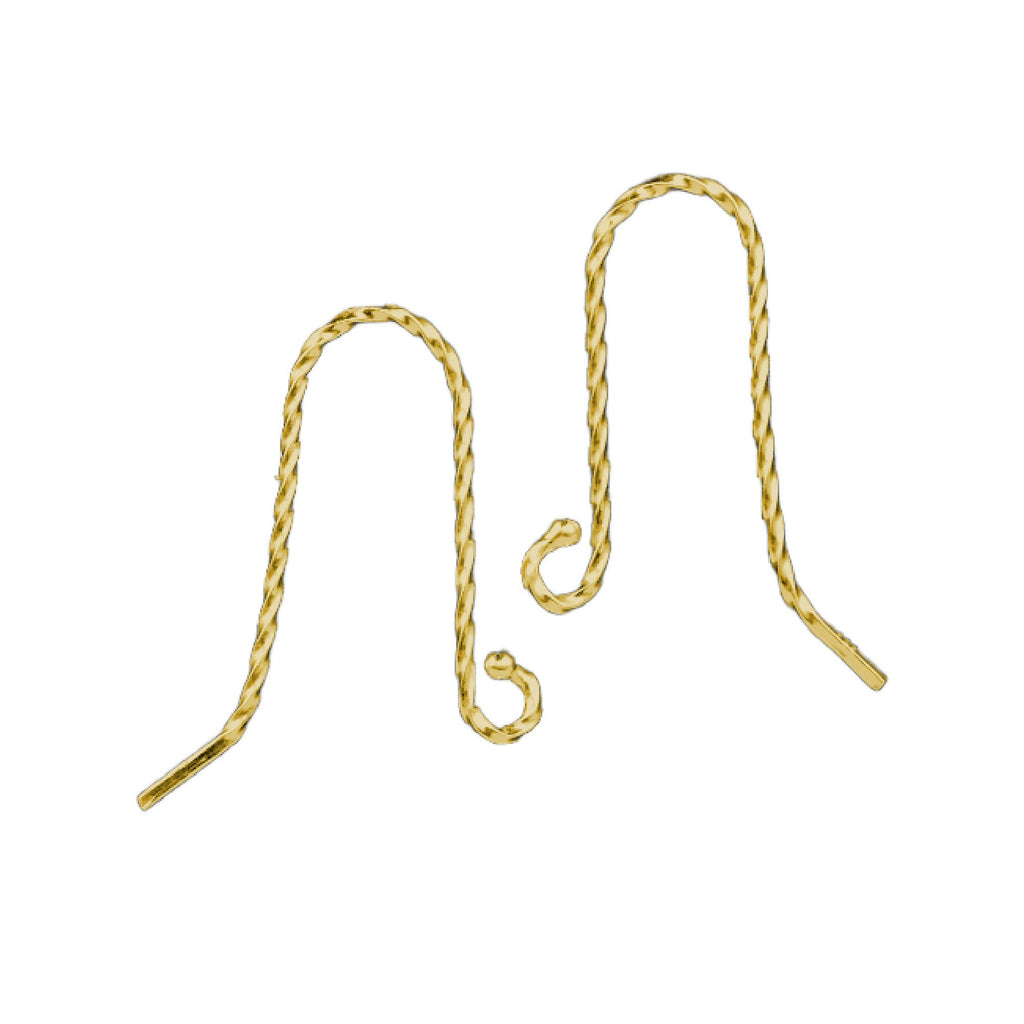 2 Pairs Twisted Sterling Silver Ear Wires - 19 gauge - Also Available in Gold Finish - 100% Guarantee