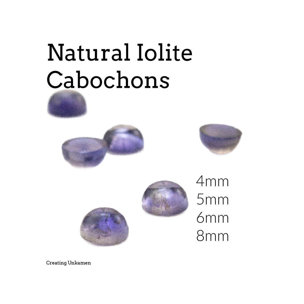 Iolite Round Cabochon Stones - Natural Loose Round Stones 4mm, 5mm, 6mm, 8mm