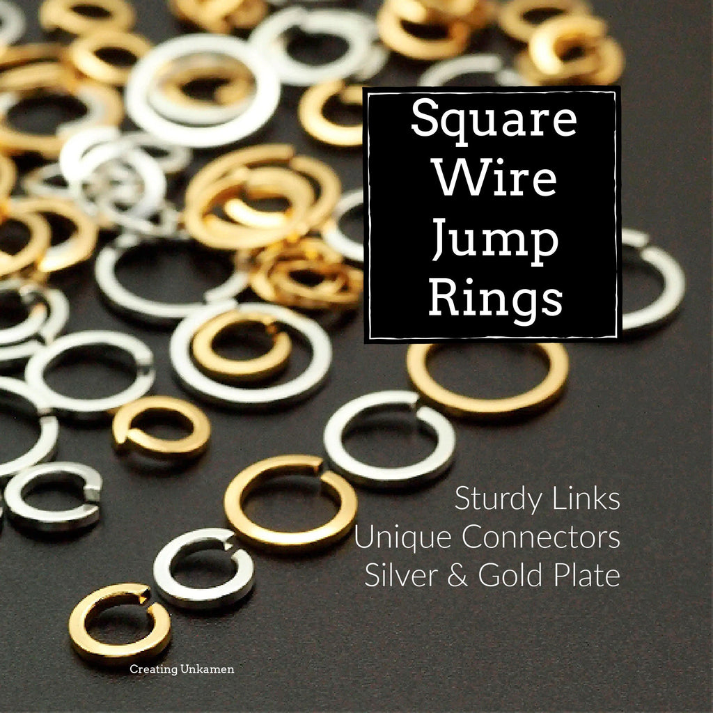 50 Square Wire Round Silver or Gold Plated Jump Rings - Best Commercially Made - 18 gauge 6mm OD, 18 gauge 8mm OD or 18 gauge 10mm OD