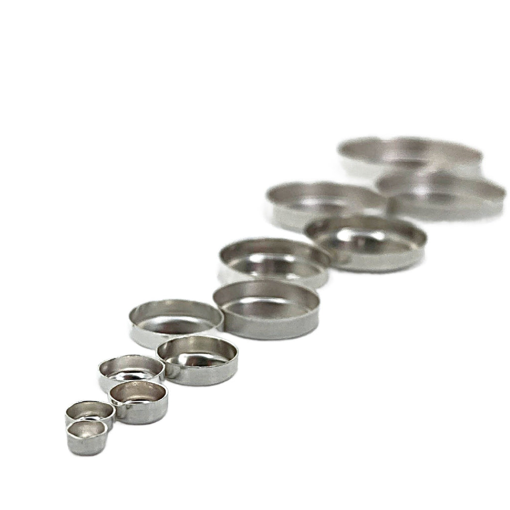 Sterling Silver Plain Round Bezel Cups - 3mm, 4mm, 5mm, 6mm, 8mm, 10mm, 12mm, 14mm, 16mm, 18mm, 20mm, 25mm Made in the USA