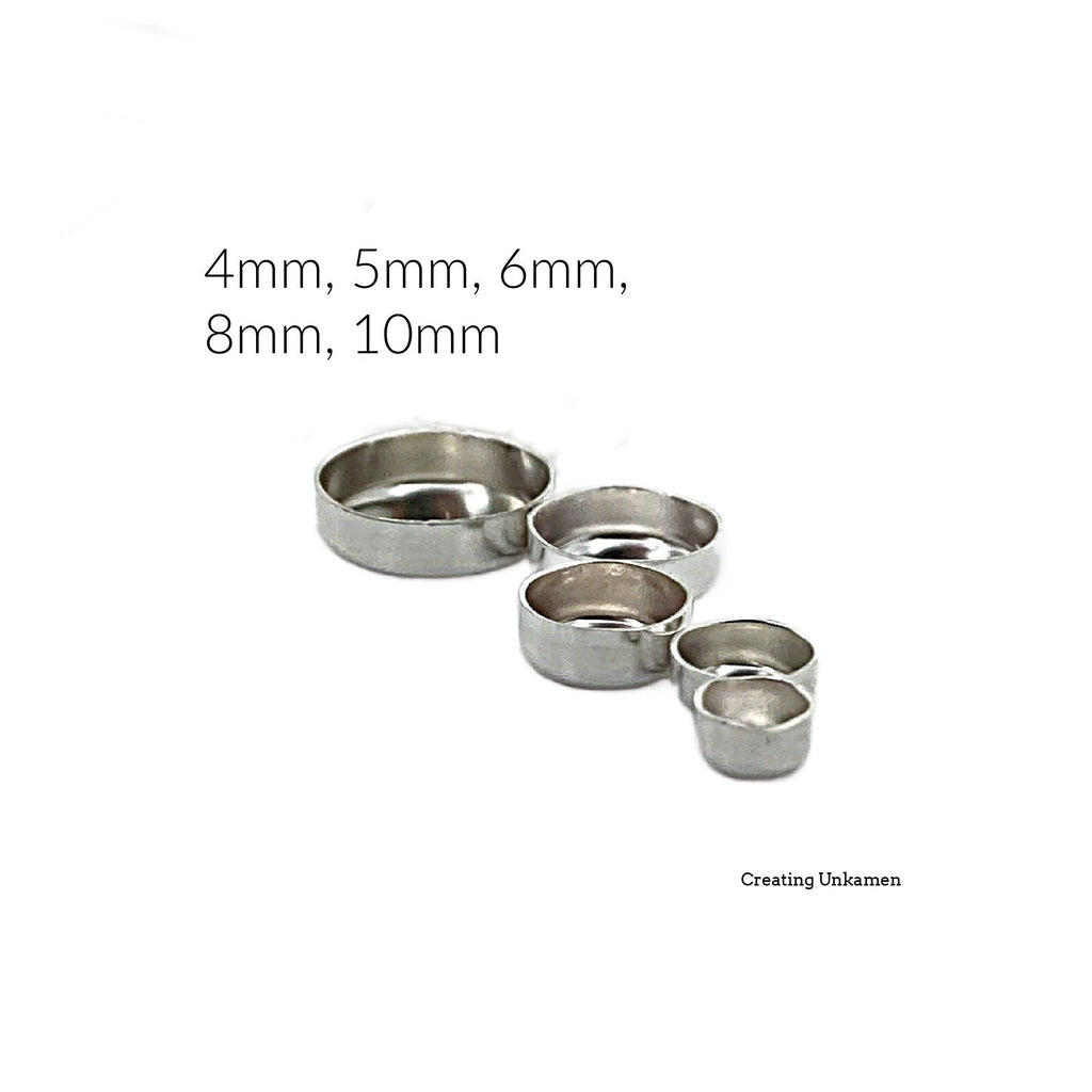 Argentium Sterling Silver Plain Round Bezel Cups - 4mm, 5mm, 6mm, 8mm, 10mm - Made in the USA