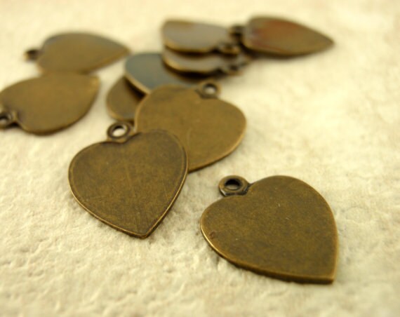 12 Small Textured Heart Charm Blanks - You Pick Finish - 11mm X 10mm - Perfect for Stamping - 100% Guarantee
