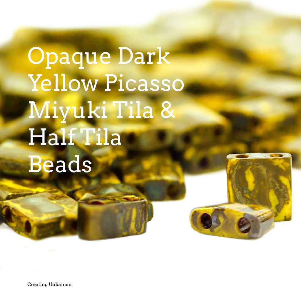 Opaque Dark Yellow Picasso Miyuki Tila & Half Tila Beads - 100% Guarantee