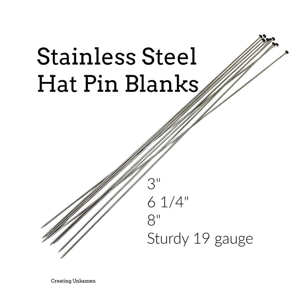 6 - 19 gauge Stainless Steel Hat Pin Blanks
