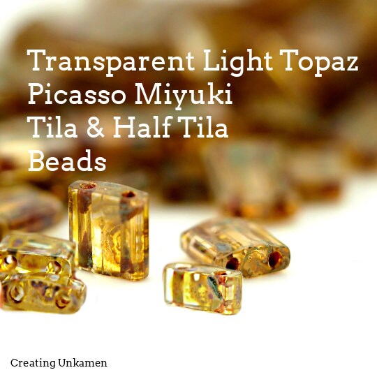 Transparent Light Topaz Picasso Miyuki Tila Beads - 5mm Square - 100% Guarantee