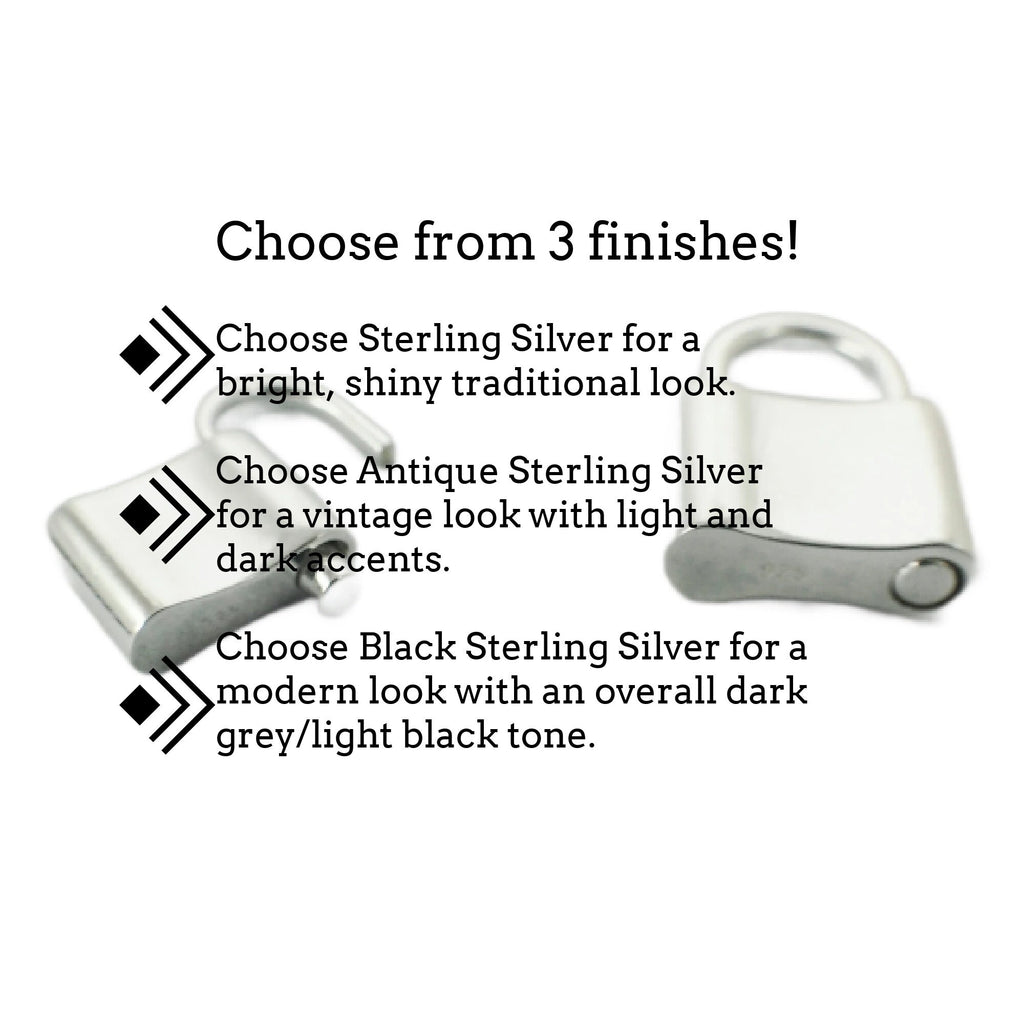 1 Sterling Silver Padlock Clasp - Shiny, Antique, or Black - You Pick Size 12mm, 15mm, 20mm - 100% Guarantee