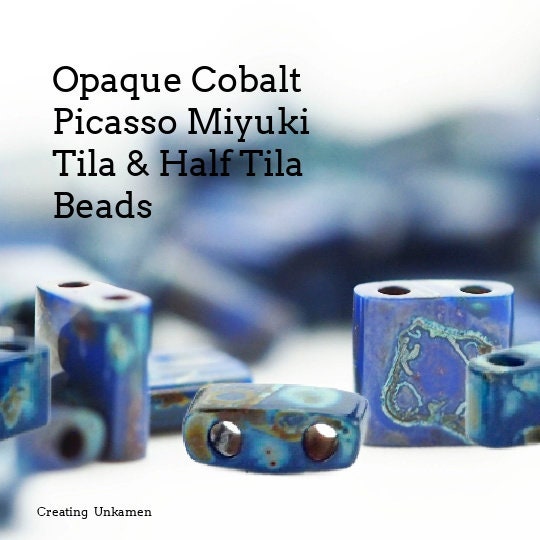 Opaque Cobalt Blue Picasso Miyuki Half Tila Beads - 2.3mm X 5mm - 100% Guarantee