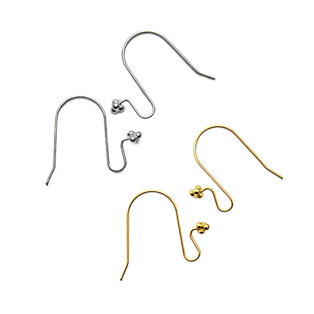 4 Pairs Gold and Silver Ear Wires - 4 Ball Accent Plated Brass