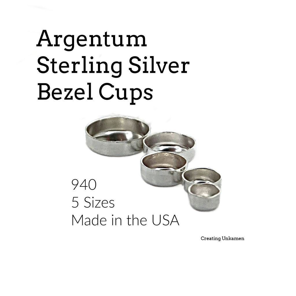 Argentium Sterling Silver Plain Round Bezel Cups - 4mm, 5mm, 6mm, 8mm, 10mm - Made in the USA
